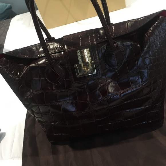 Roberto Cavalli Croc Embossed Leather Tote - Picture 2 of 8